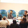 A table of conference attendees