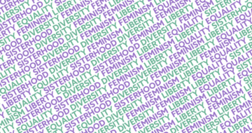 Oxford International Women’s Festival graphic with diagonal lines of text