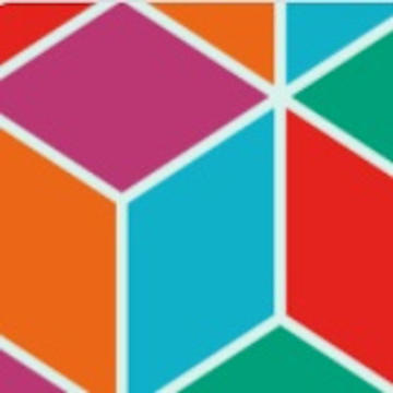A red, blue, pink, green and orange chevron pattern