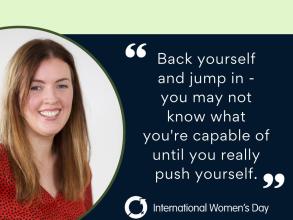 A graphic featuring a photo of Margaret Duffy and an inspirational quote
