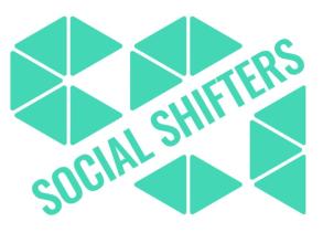 Aqua blue social shifters logo with a geometric pattern